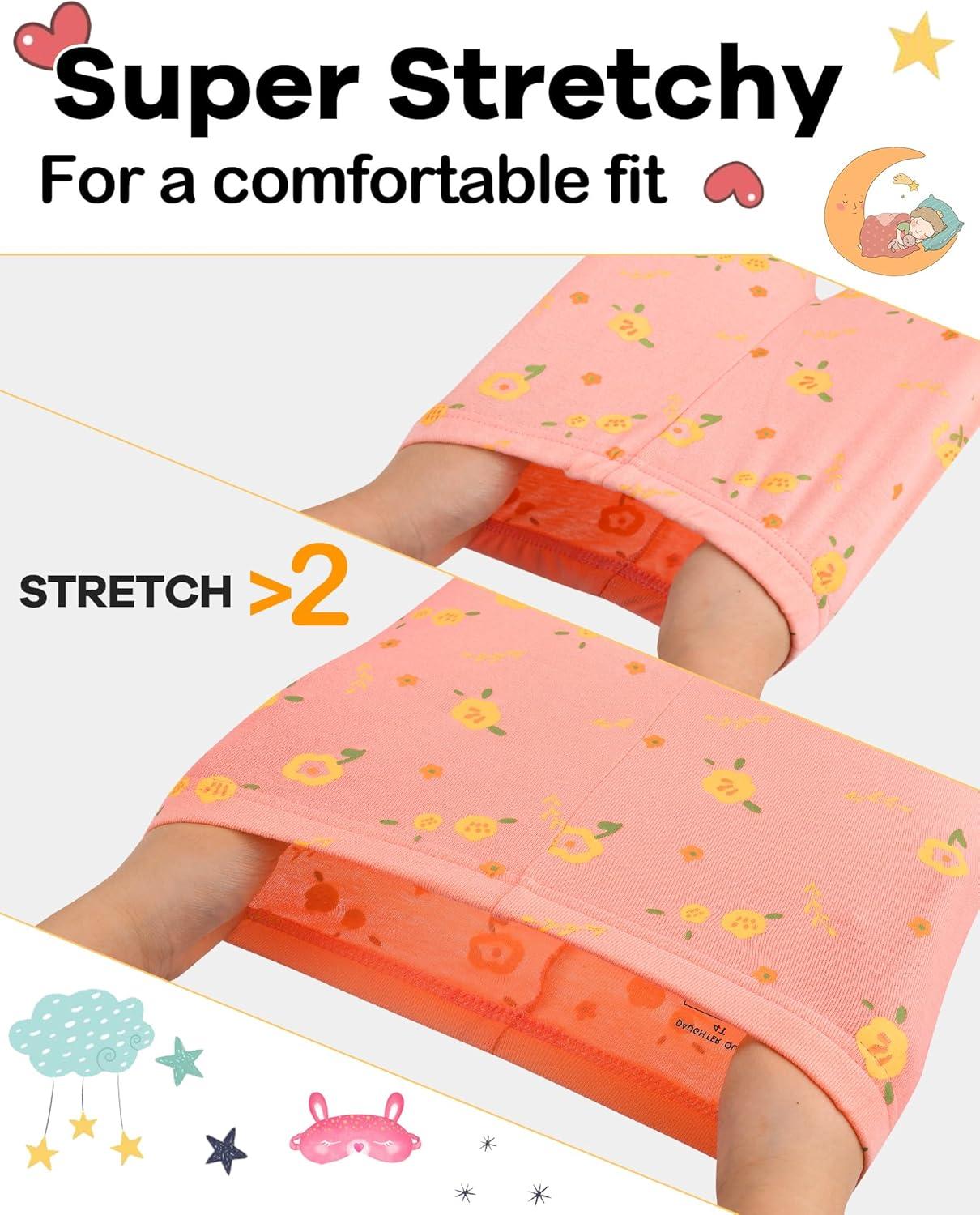 imageDAUGHTER QUEEN Girls 4 Pieces Cotton Pajamas Size 18 Months12 Years4pcsorangeYellowfoxlga23