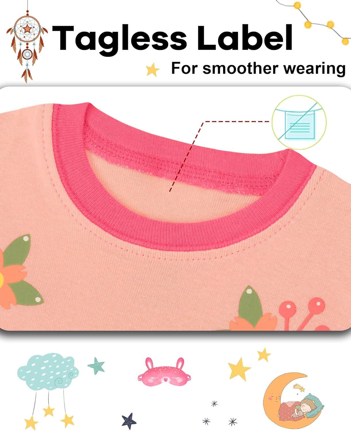 imageDAUGHTER QUEEN Girls 4 Pieces Cotton Pajamas Size 18 Months12 Years4pcsorangeYellowfoxlga23