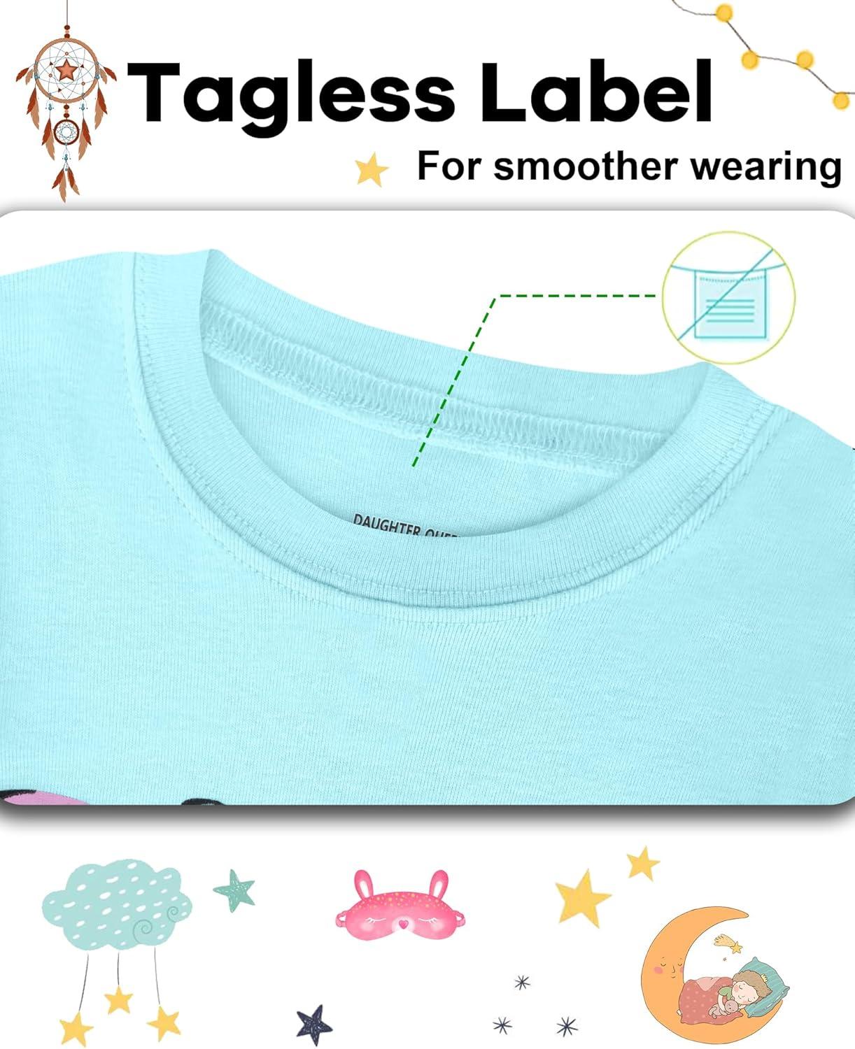 imageDAUGHTER QUEEN Girls 4 Pieces Cotton Pajamas Size 18 Months12 Years4pcspinkBluebutterflylga25
