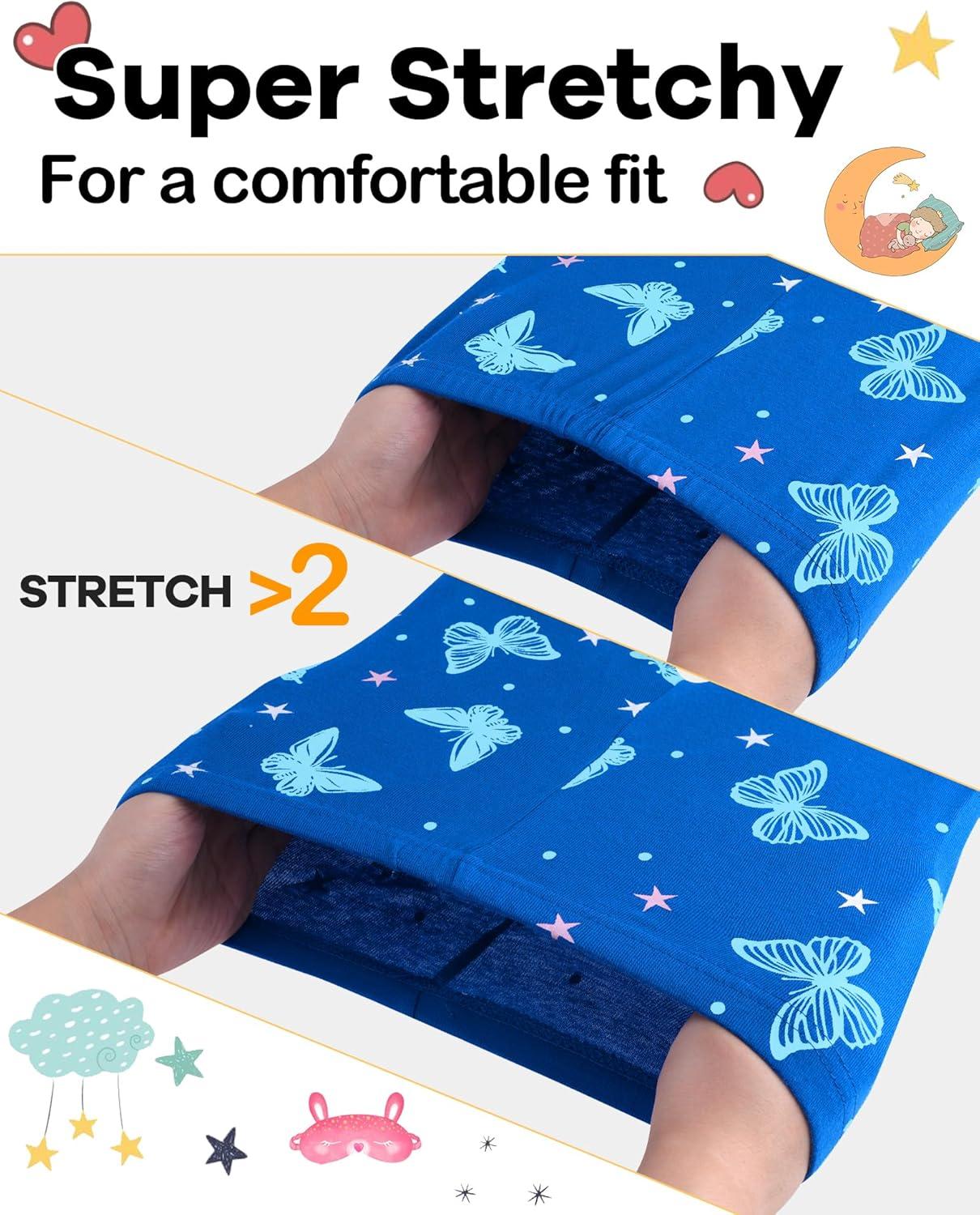 imageDAUGHTER QUEEN Girls 4 Pieces Cotton Pajamas Size 18 Months12 Years4pcspinkBluebutterflylga25