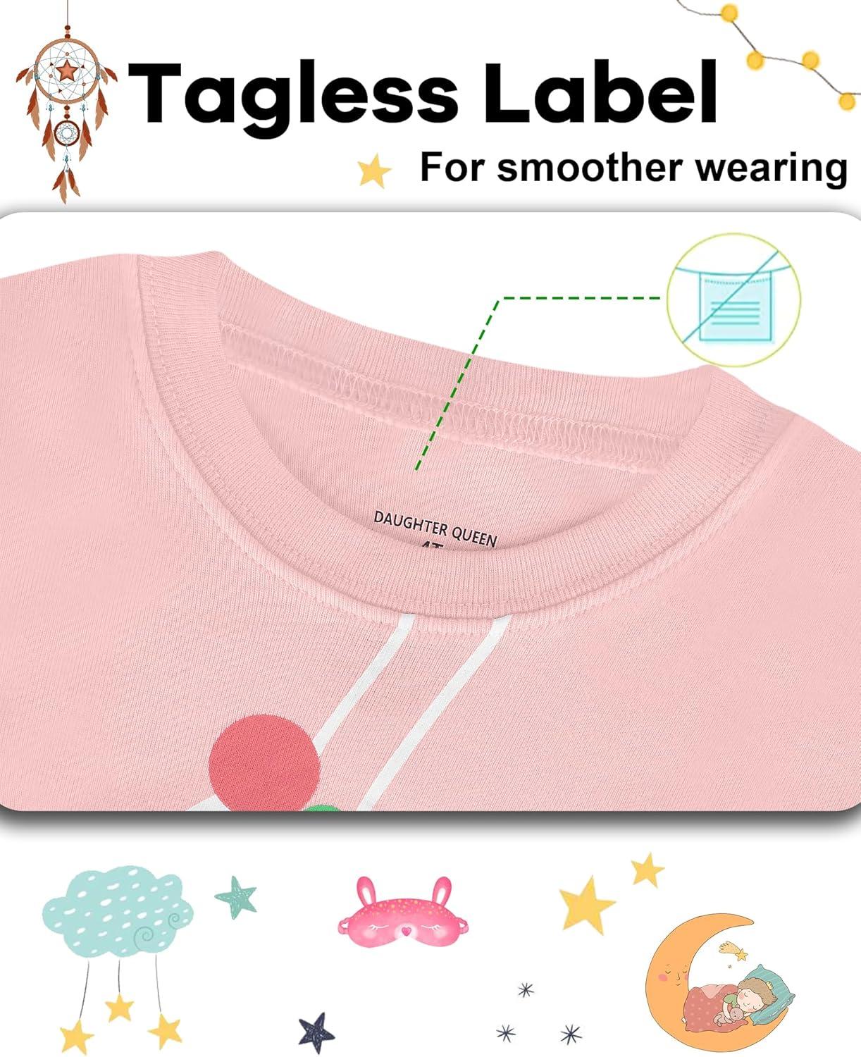 imageDAUGHTER QUEEN Girls 4 Pieces Cotton Pajamas Size 18 Months12 Years4pcspinkBlueslothlga25