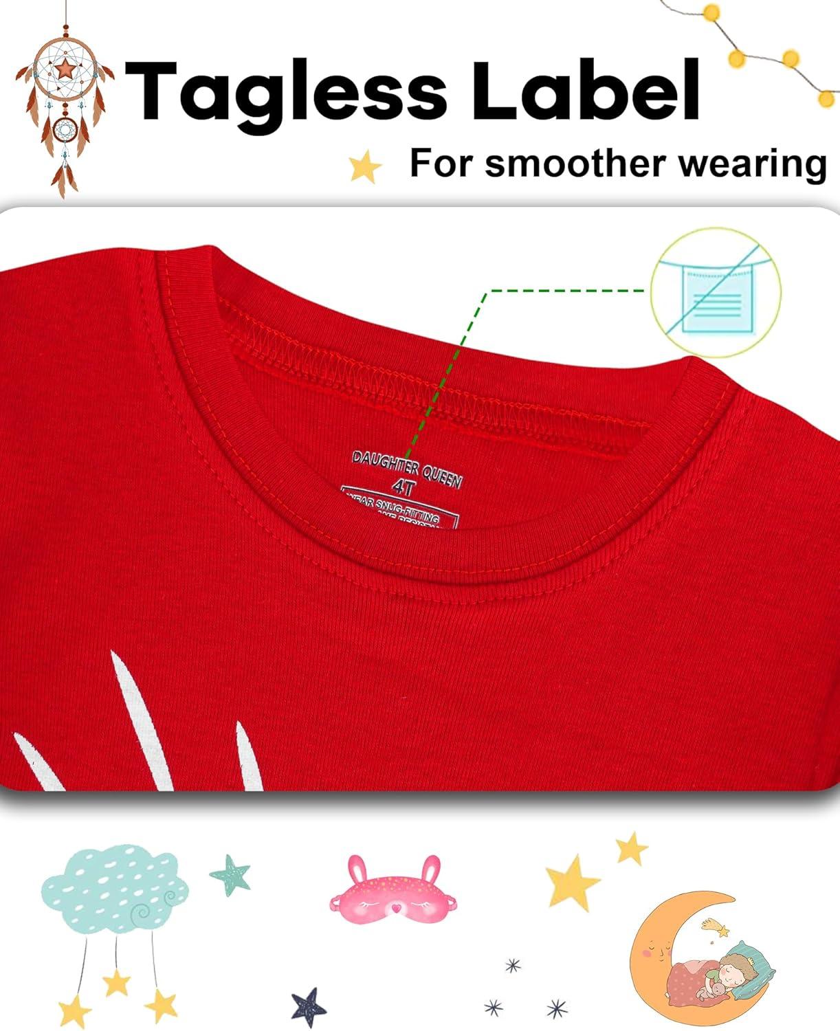 imageDAUGHTER QUEEN Girls 4 Pieces Cotton Pajamas Size 18 Months12 Years4pcspinkRedheartlga25