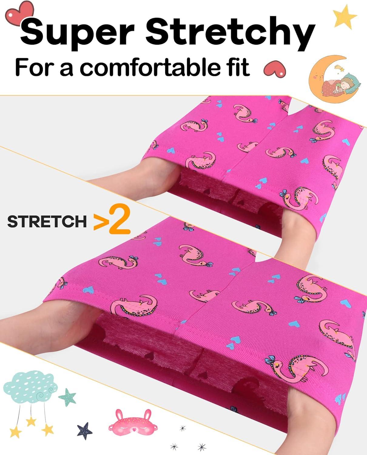 imageDAUGHTER QUEEN Girls 4 Pieces Cotton Pajamas Size 18 Months12 Years4pcspinkWhitedinosaurlga22