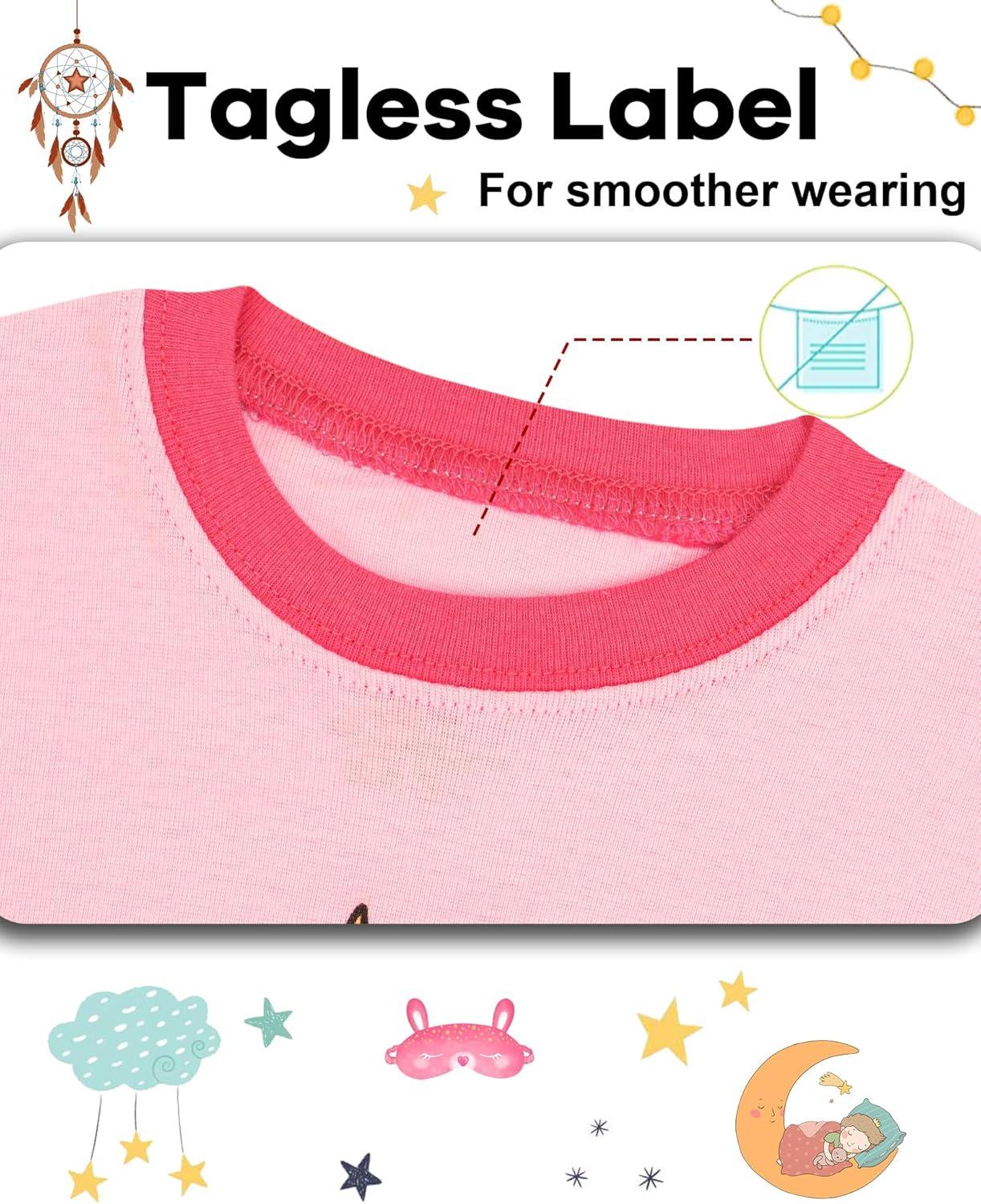 imageDAUGHTER QUEEN Girls 4 Pieces Cotton Pajamas Size 18 Months12 Years4pcspinkcatlga23