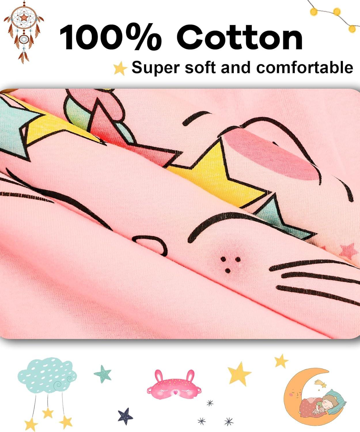 imageDAUGHTER QUEEN Girls 4 Pieces Cotton Pajamas Size 18 Months12 Years4pcspinkcatlga23