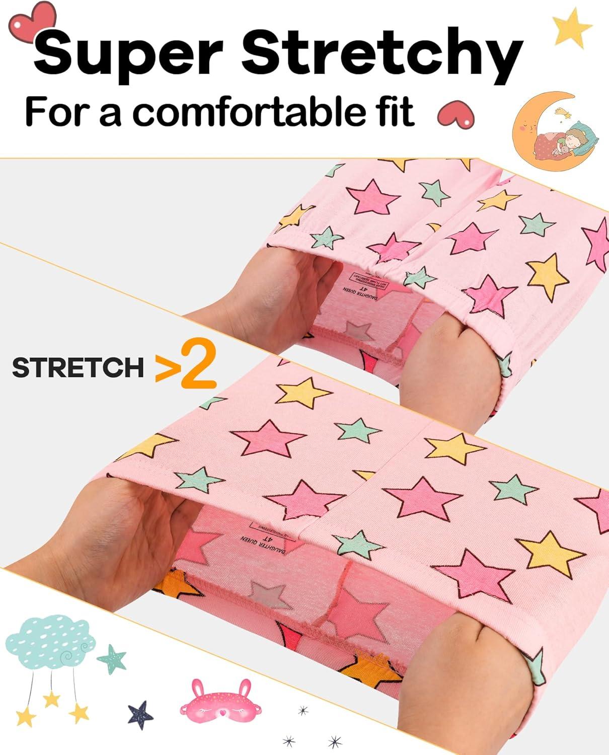 imageDAUGHTER QUEEN Girls 4 Pieces Cotton Pajamas Size 18 Months12 Years4pcspinkcatlga23