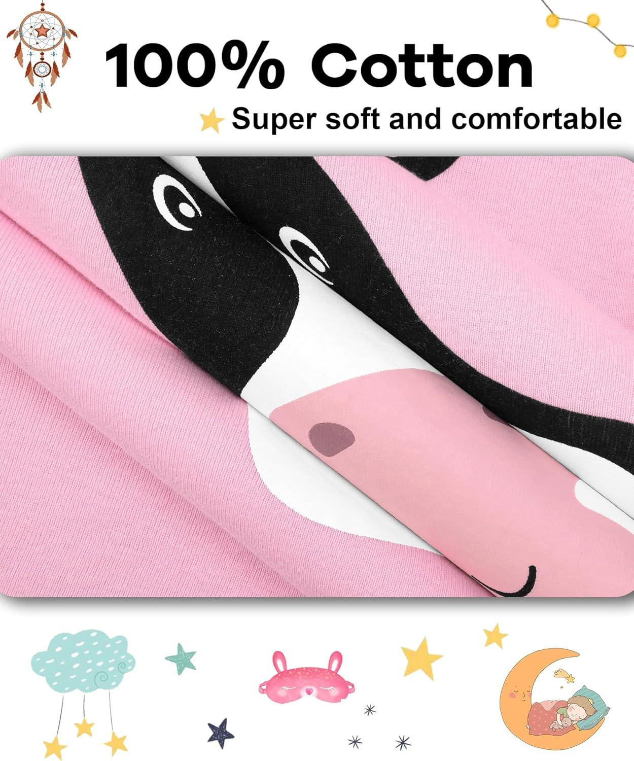 imageDAUGHTER QUEEN Girls 4 Pieces Cotton Pajamas Size 18 Months12 Years4pcspinkcowlga24