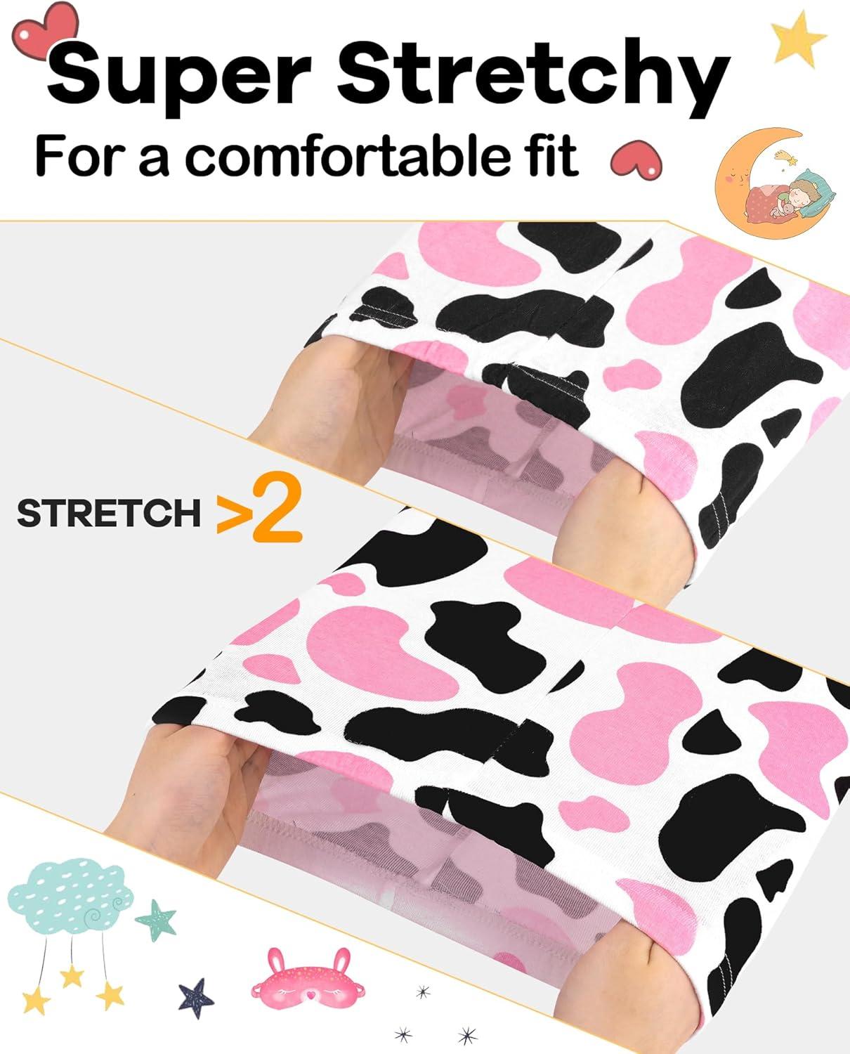 imageDAUGHTER QUEEN Girls 4 Pieces Cotton Pajamas Size 18 Months12 Years4pcspinkcowlga24