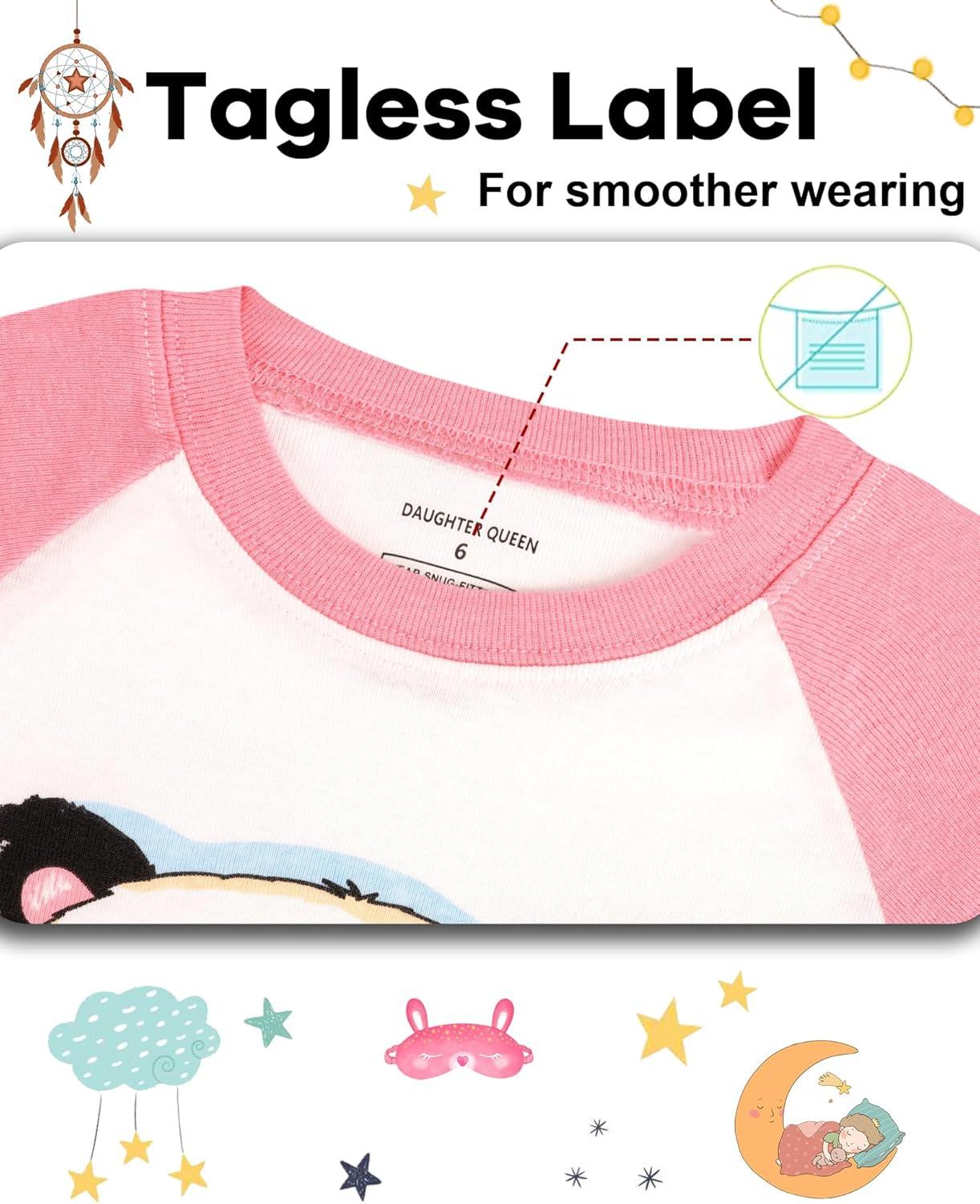 imageDAUGHTER QUEEN Girls 4 Pieces Cotton Pajamas Size 18 Months12 Years4pcspinkpandalga23