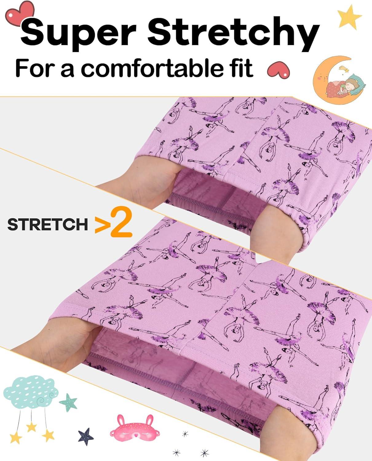 imageDAUGHTER QUEEN Girls 4 Pieces Cotton Pajamas Size 18 Months12 Years4pcspurpleWhiteballerinalgb24