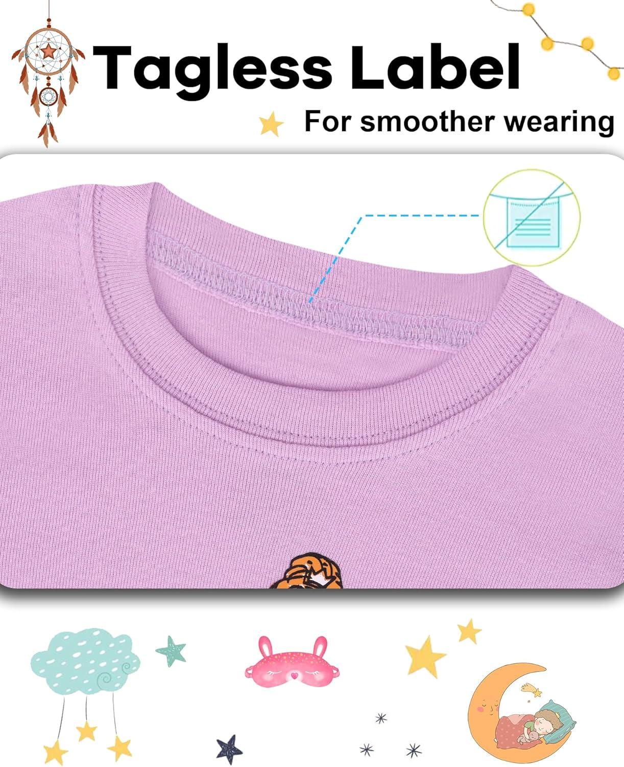imageDAUGHTER QUEEN Girls 4 Pieces Cotton Pajamas Size 18 Months12 Years4pcspurpleWhiteballerinalgb24