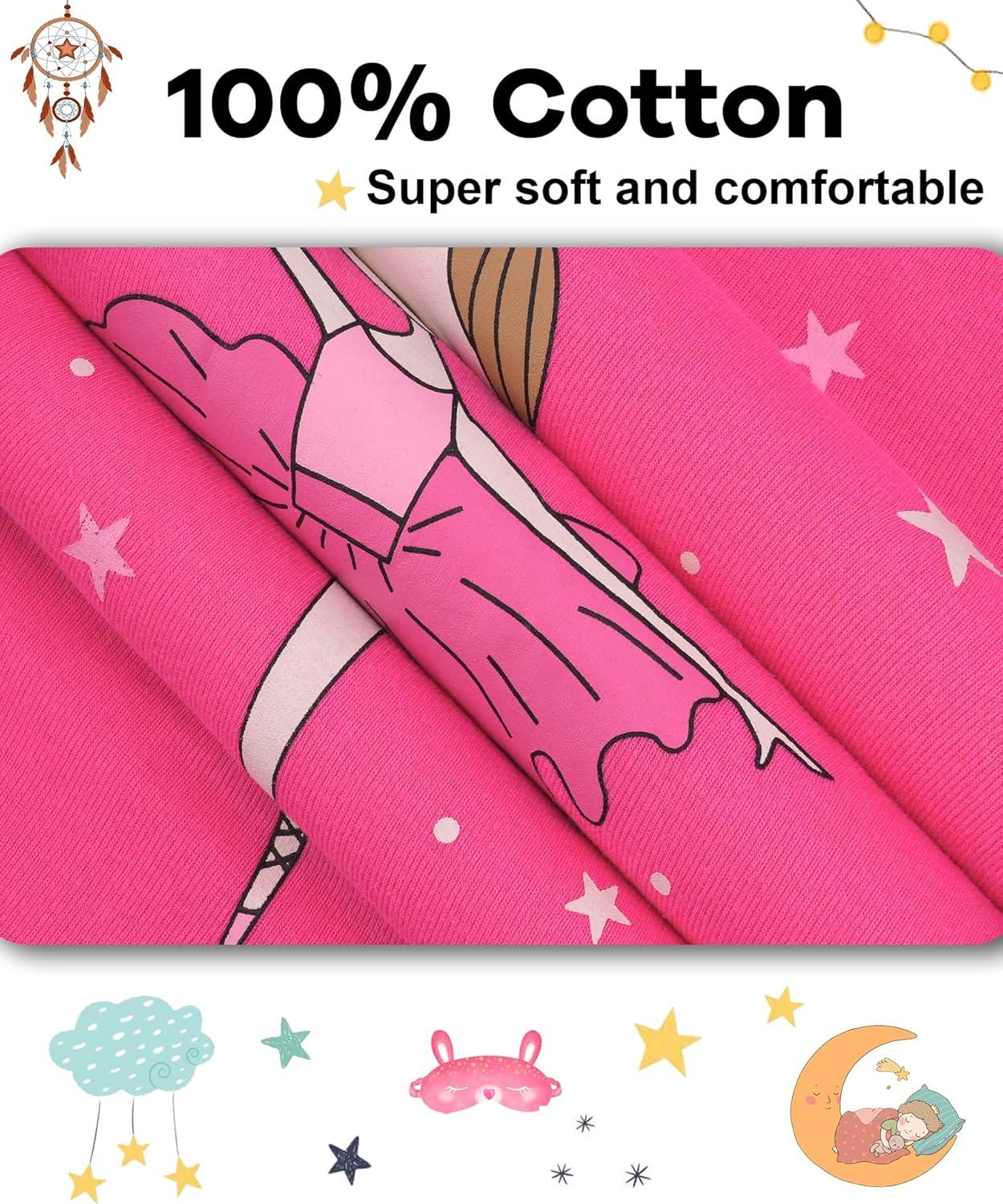 imageDAUGHTER QUEEN Girls 4 Pieces Cotton Pajamas Size 18 Months12 Years4pcspurpleballerinalga24