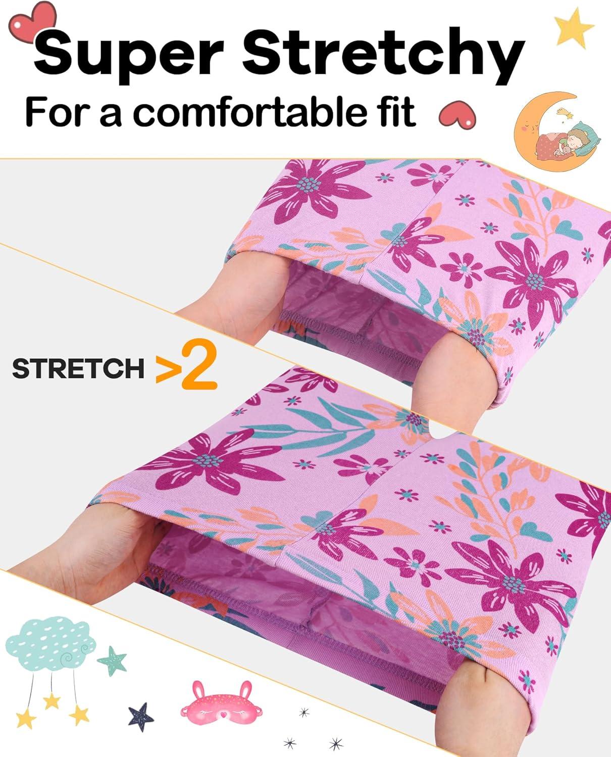 imageDAUGHTER QUEEN Girls 4 Pieces Cotton Pajamas Size 18 Months12 Years4pcspurpleflowerlga24
