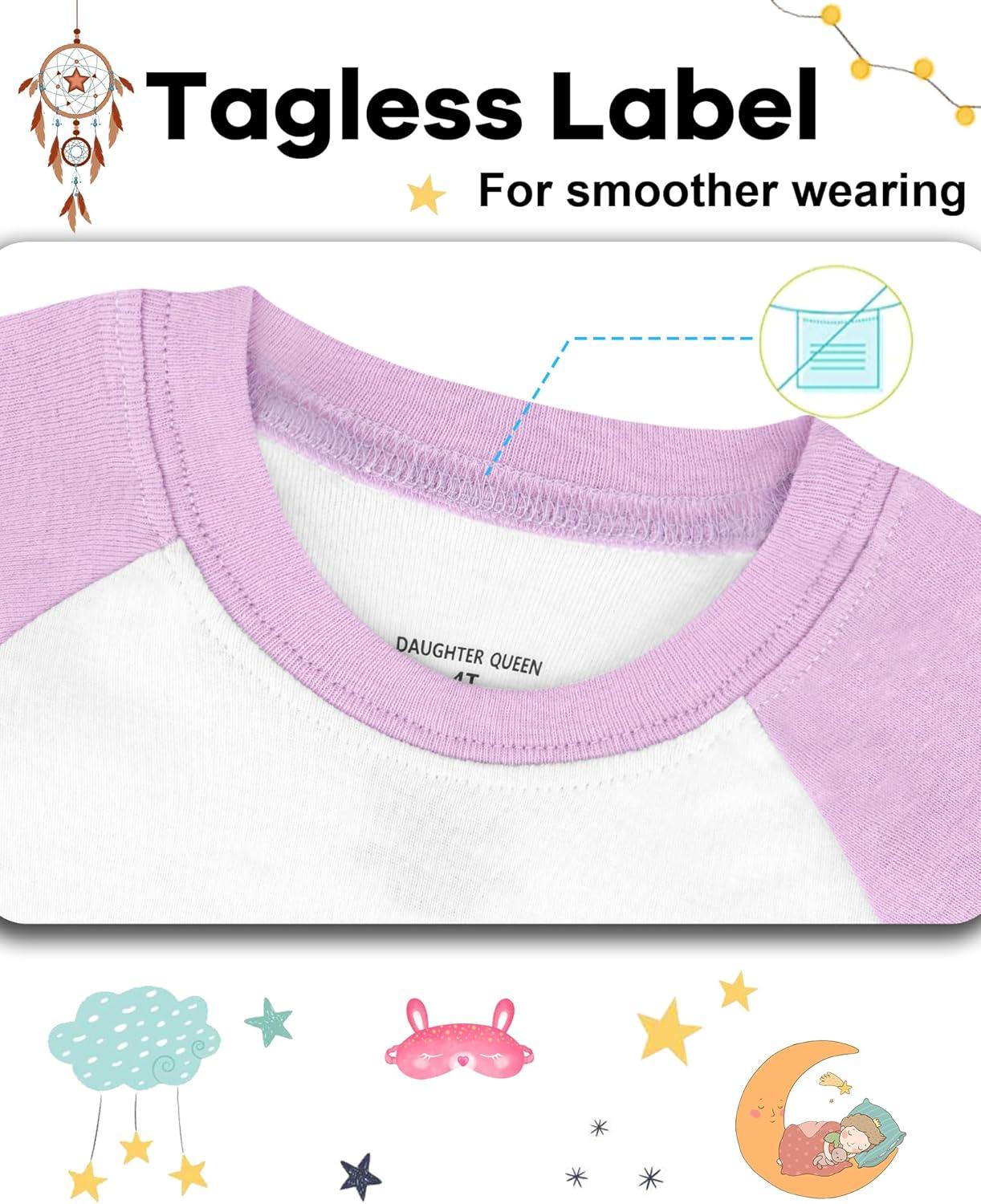 imageDAUGHTER QUEEN Girls 4 Pieces Cotton Pajamas Size 18 Months12 Years4pcspurpleflowerlga24