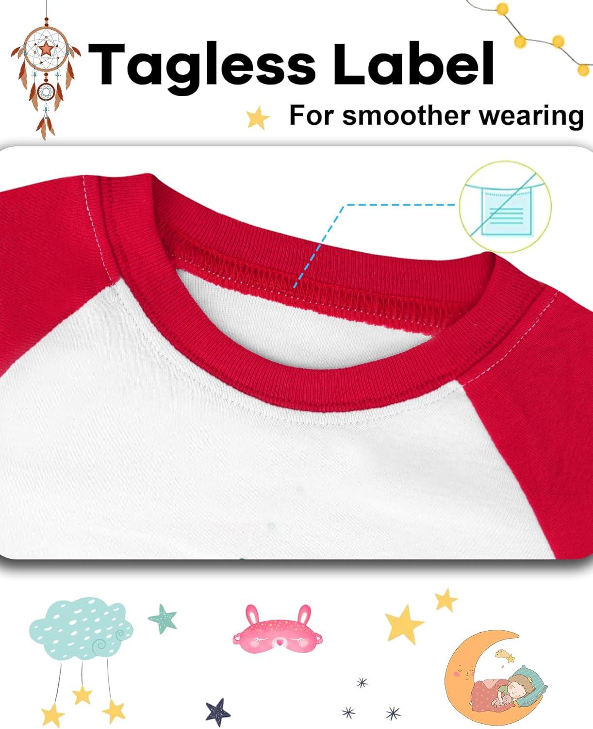 imageDAUGHTER QUEEN Girls 4 Pieces Cotton Pajamas Size 18 Months12 Years4pcsredPinkstrawberrylga24