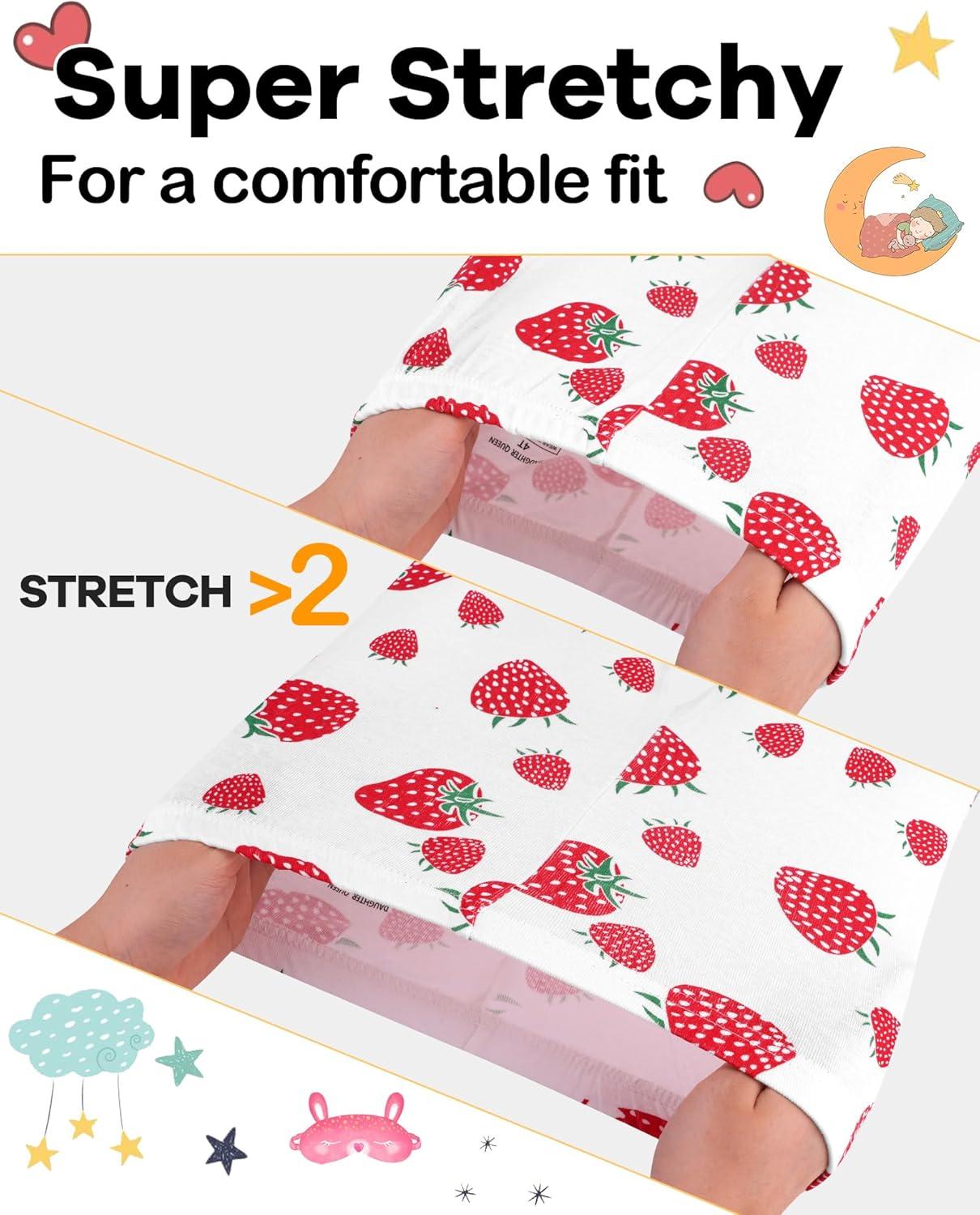 imageDAUGHTER QUEEN Girls 4 Pieces Cotton Pajamas Size 18 Months12 Years4pcsredPinkstrawberrylga24