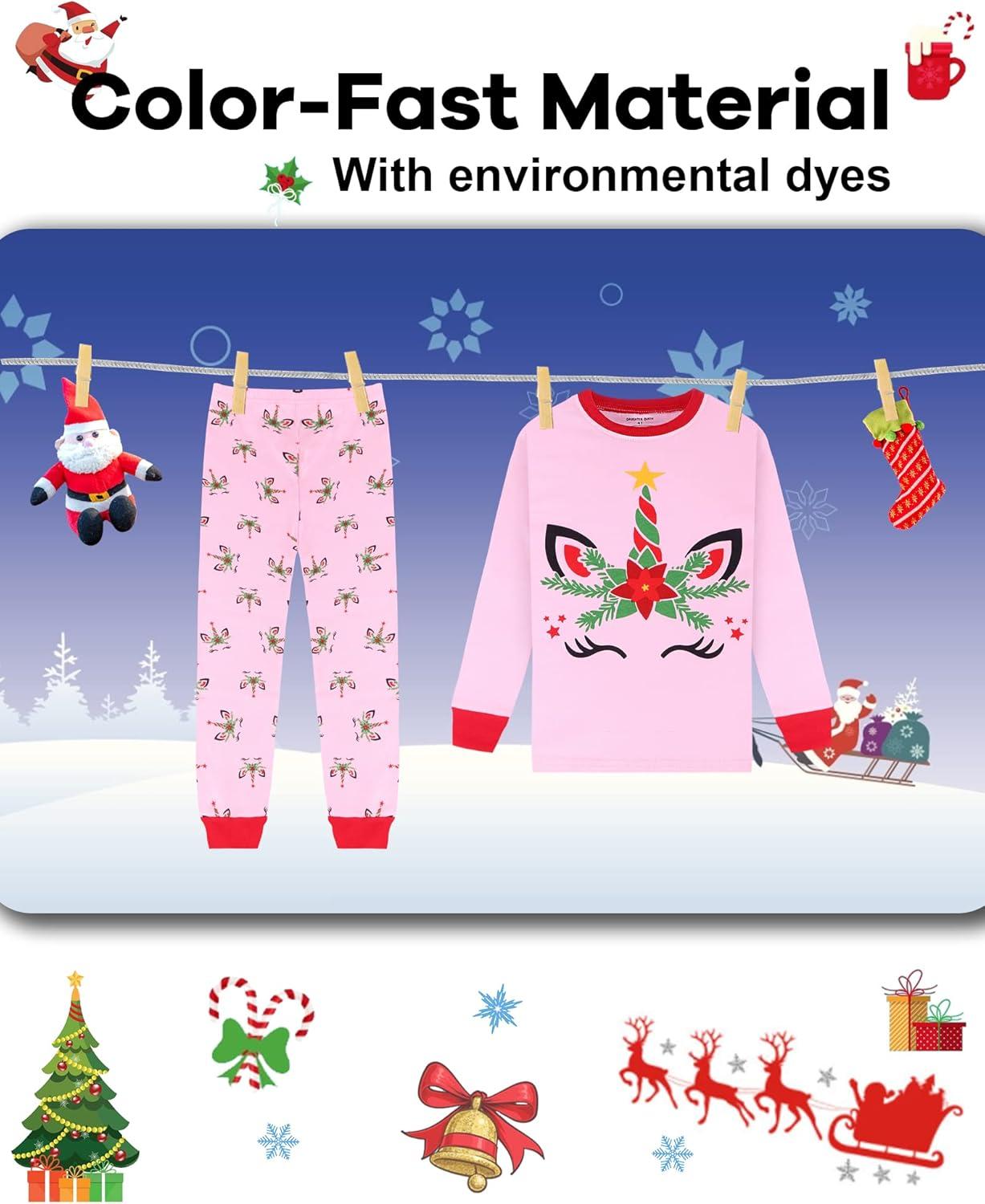 imageDAUGHTER QUEEN Girls 4 Pieces Cotton Pajamas Size 18 Months12 YearsUnicornPinka22