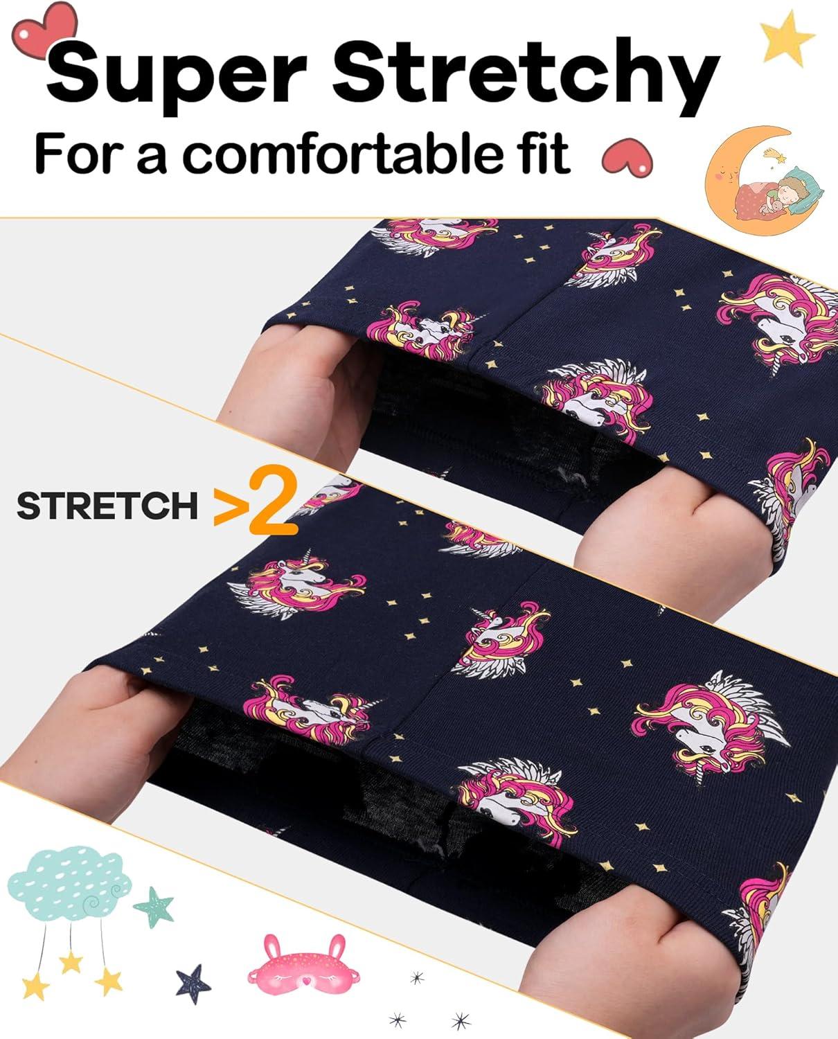 imageDAUGHTER QUEEN Girls Summer Pajamas Set 4 Pieces 100 Cotton Sleepwear Size 18 Months12 Years4pcsblueNavyunicornsga25