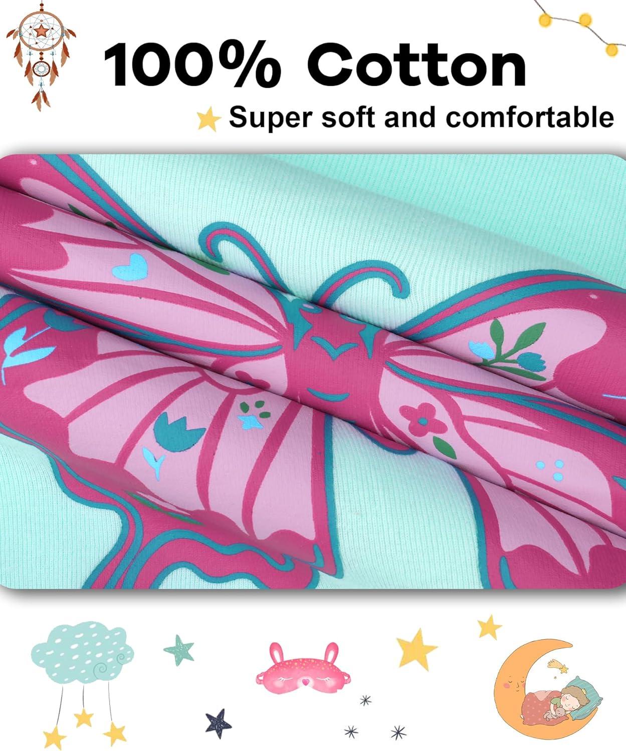 imageDAUGHTER QUEEN Girls Summer Pajamas Set 4 Pieces 100 Cotton Sleepwear Size 18 Months12 Years4pcsbluePurplebutterflysga25