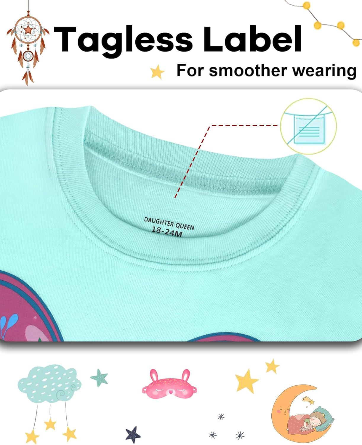 imageDAUGHTER QUEEN Girls Summer Pajamas Set 4 Pieces 100 Cotton Sleepwear Size 18 Months12 Years4pcsbluePurplebutterflysga25