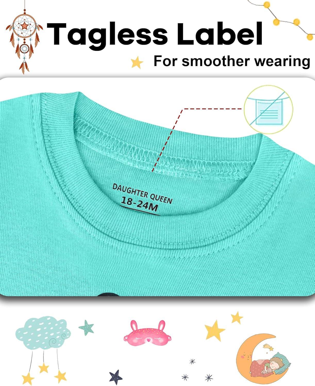 imageDAUGHTER QUEEN Girls Summer Pajamas Set 4 Pieces 100 Cotton Sleepwear Size 18 Months12 Years4pcsmint GreenPinkcupcakesga25