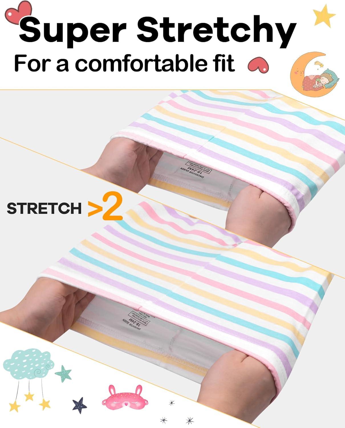 imageDAUGHTER QUEEN Girls Summer Pajamas Set 4 Pieces 100 Cotton Sleepwear Size 18 Months12 Years4pcsmulticolorstripedsga25