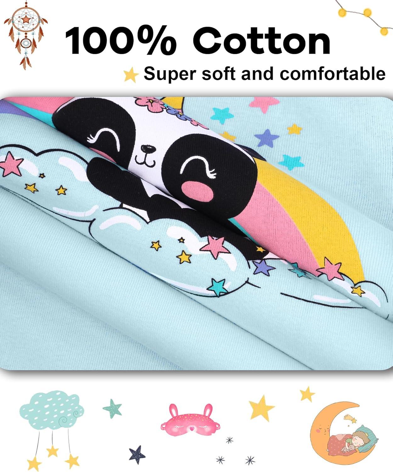 imageDAUGHTER QUEEN Girls Summer Pajamas Set 4 Pieces 100 Cotton Sleepwear Size 18 Months12 Years4pcspinkBluepandasga25