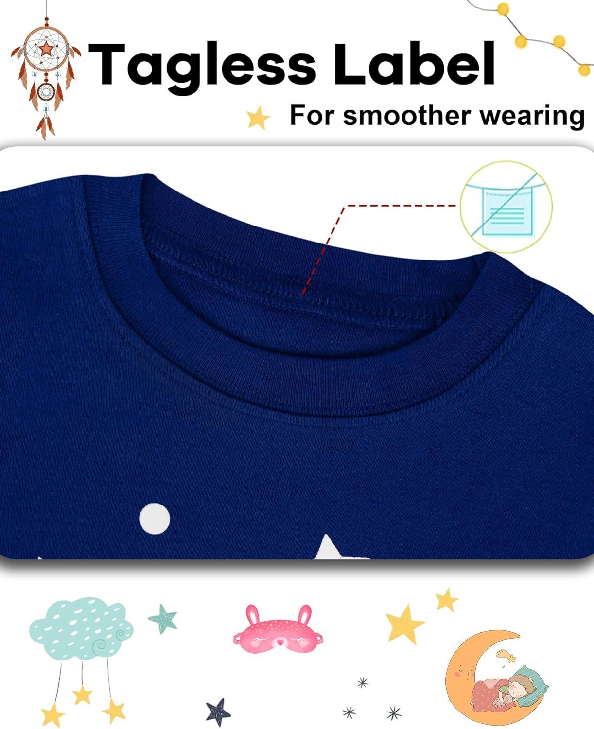 imageDAUGHTER QUEEN Girls Summer Pajamas Set 4 Pieces 100 Cotton Sleepwear Size 18 Months12 Years4pcspinkNavyunicornsga24