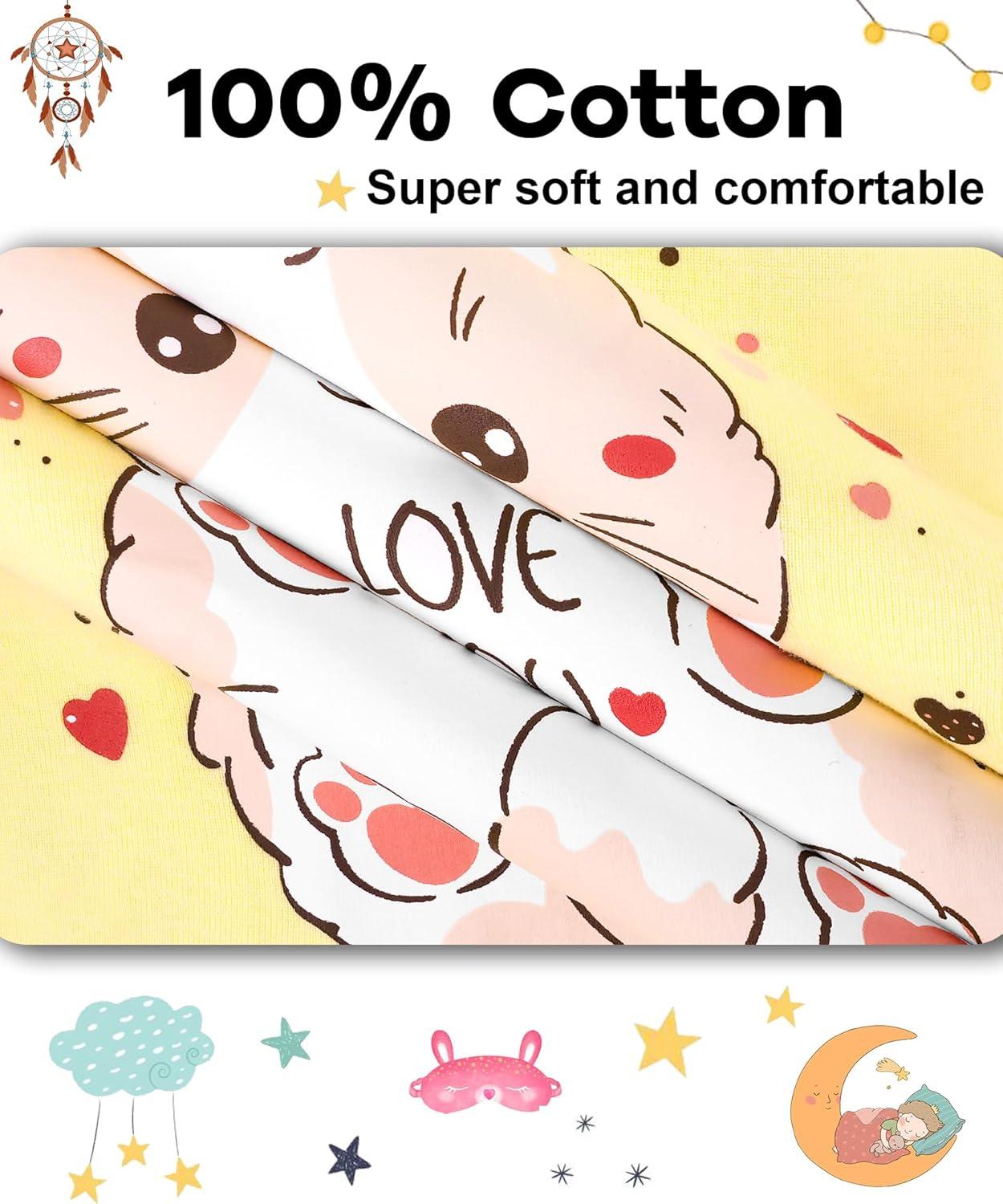 imageDAUGHTER QUEEN Girls Summer Pajamas Set 4 Pieces 100 Cotton Sleepwear Size 18 Months12 Years4pcspinkYellowcatsga24
