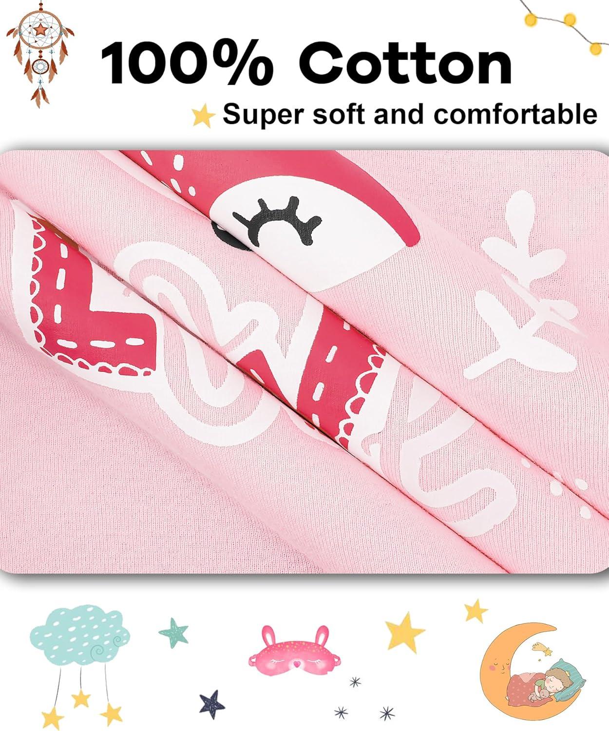 imageDAUGHTER QUEEN Girls Summer Pajamas Set 4 Pieces 100 Cotton Sleepwear Size 18 Months12 Years4pcspinkfoxsga24