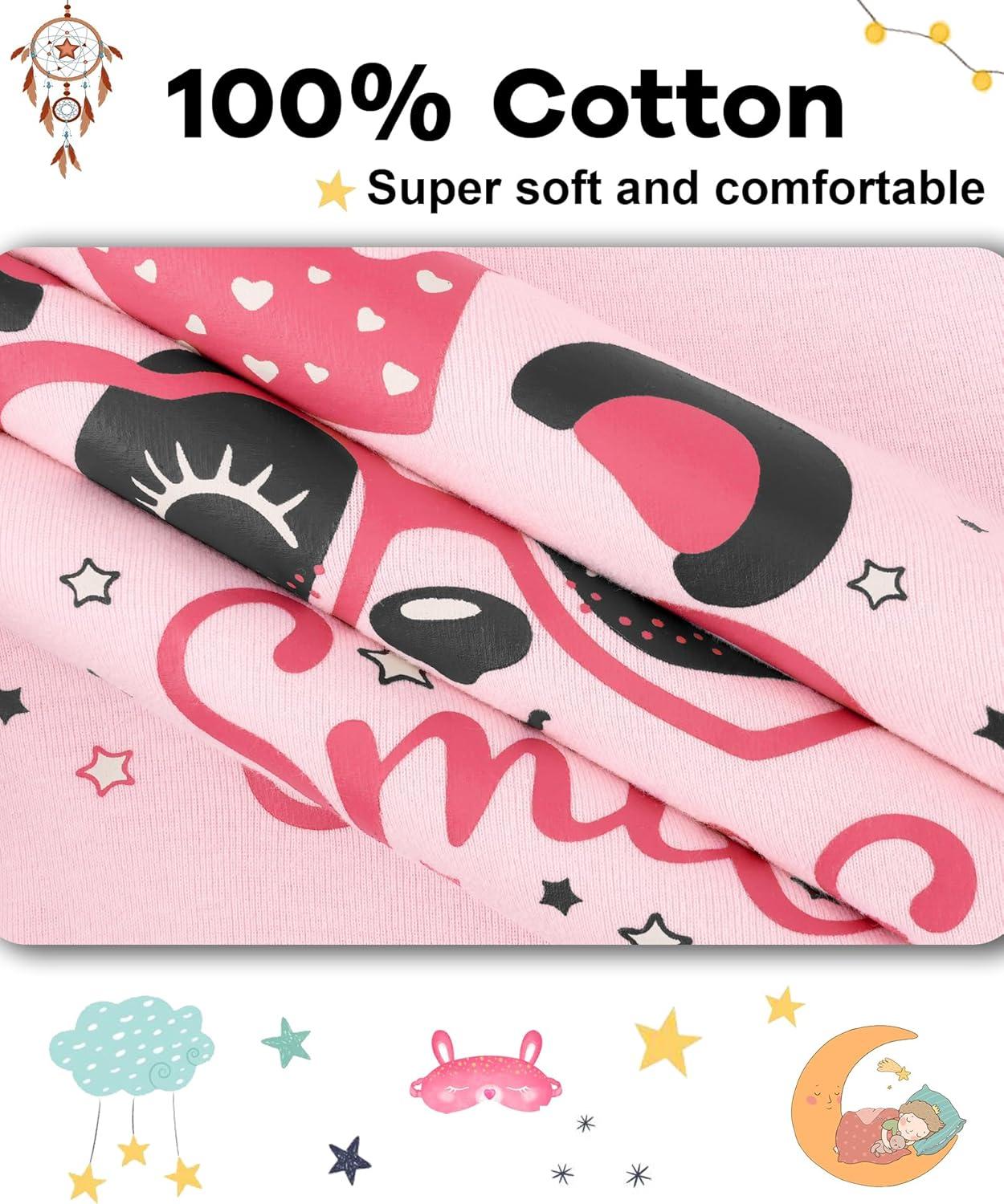 imageDAUGHTER QUEEN Girls Summer Pajamas Set 4 Pieces 100 Cotton Sleepwear Size 18 Months12 Years4pcspinkpandasga24