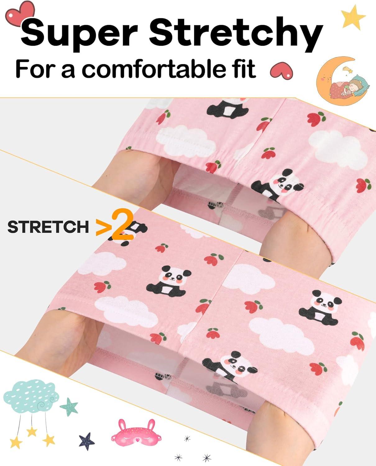 imageDAUGHTER QUEEN Girls Summer Pajamas Set 4 Pieces 100 Cotton Sleepwear Size 18 Months12 Years4pcspinkpandasga24