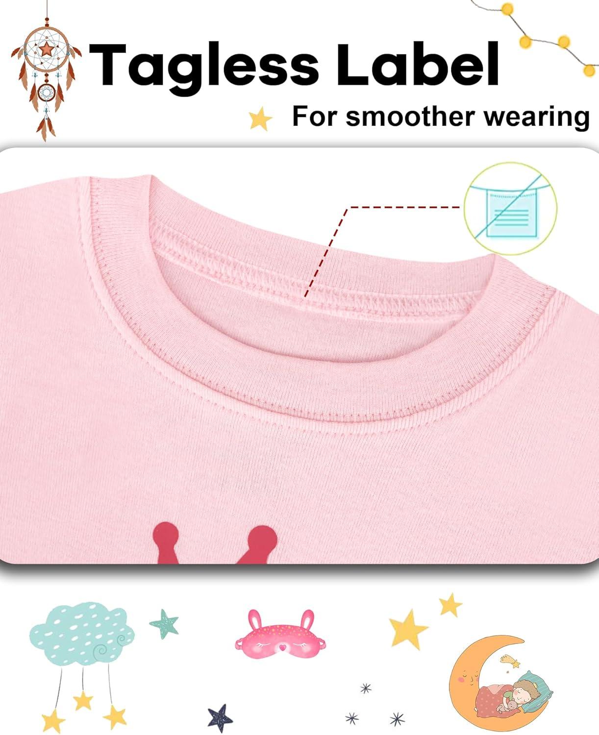imageDAUGHTER QUEEN Girls Summer Pajamas Set 4 Pieces 100 Cotton Sleepwear Size 18 Months12 Years4pcspinkpandasga24