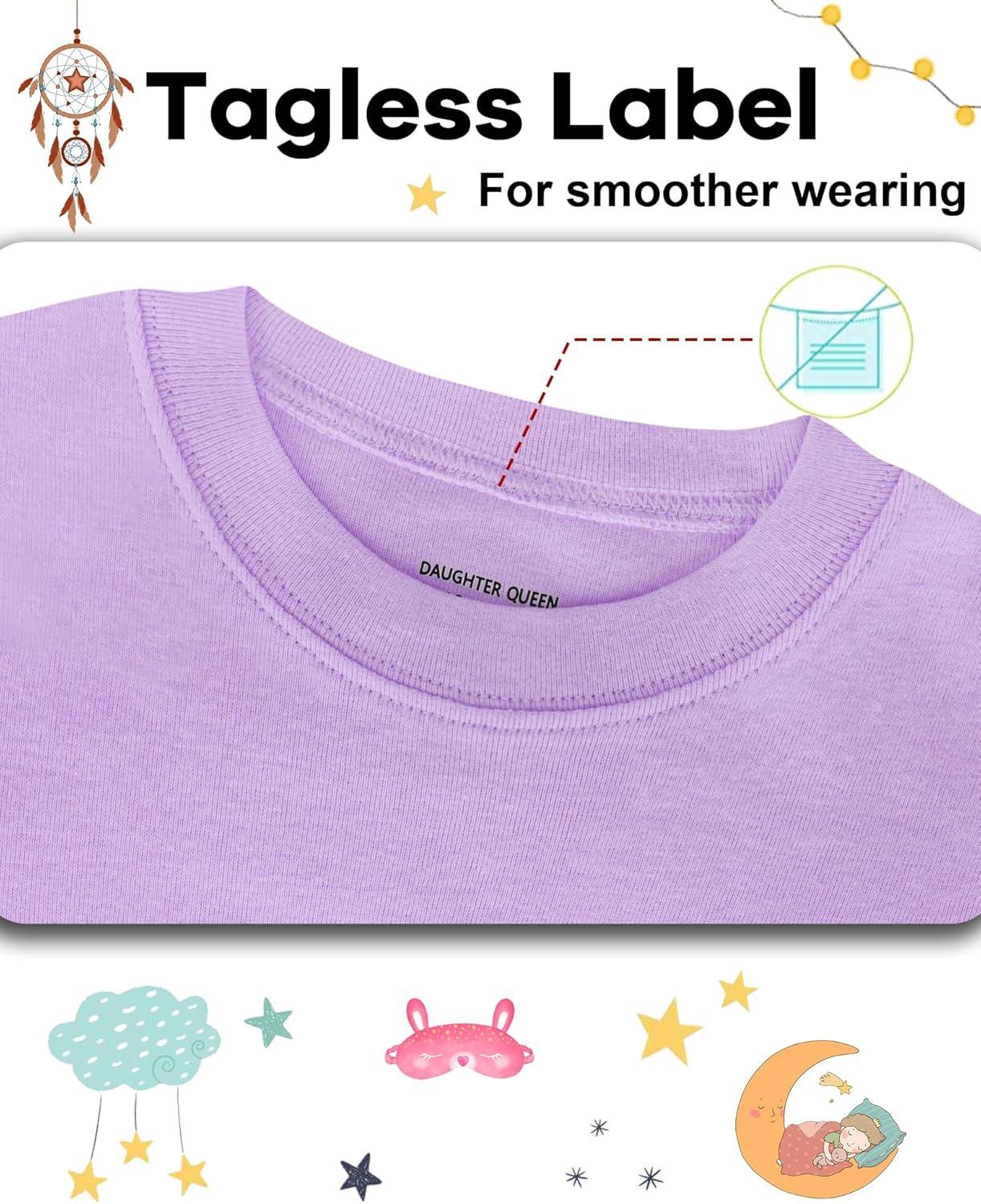 imageDAUGHTER QUEEN Girls Summer Pajamas Set 4 Pieces 100 Cotton Sleepwear Size 18 Months12 Years4pcspurpleYellowowlsga24