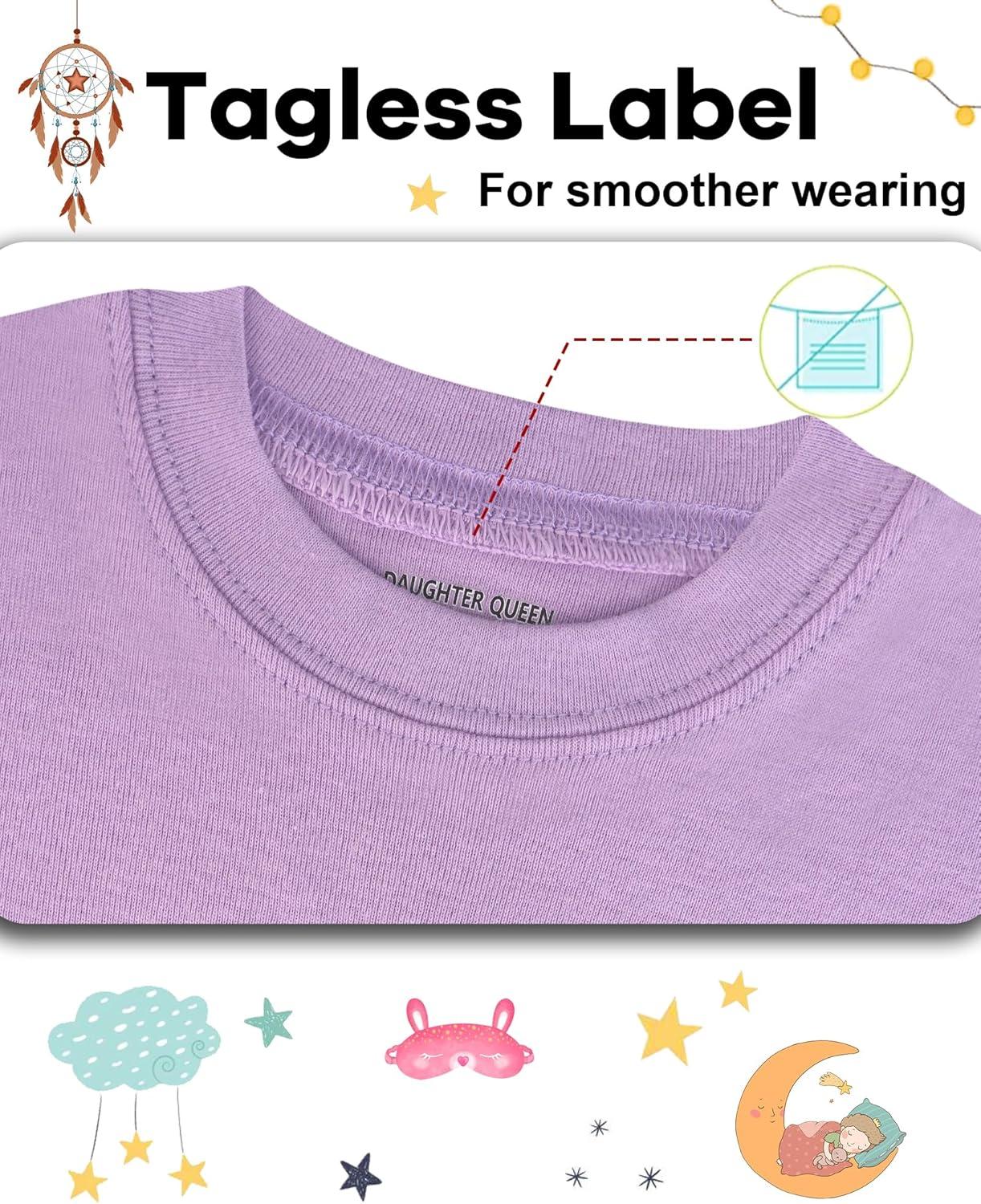 imageDAUGHTER QUEEN Girls Summer Pajamas Set 4 Pieces 100 Cotton Sleepwear Size 18 Months12 Years4pcspurplemermaidsga25