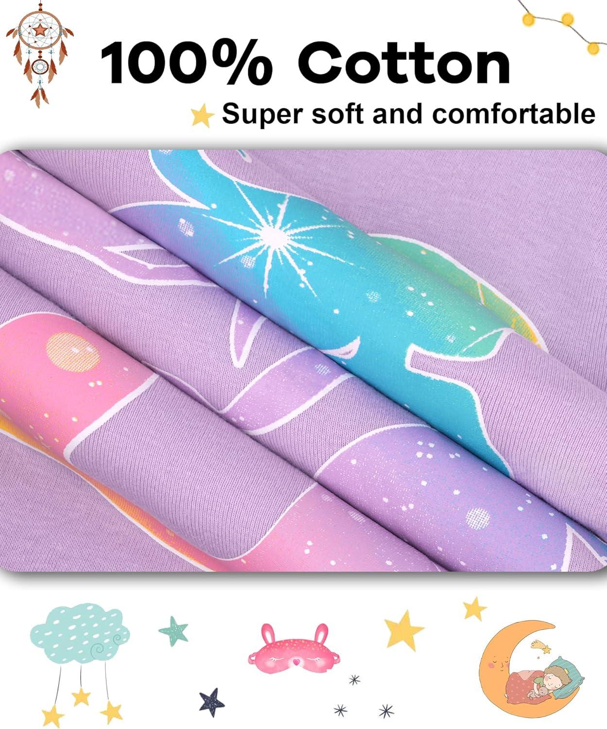 imageDAUGHTER QUEEN Girls Summer Pajamas Set 4 Pieces 100 Cotton Sleepwear Size 18 Months12 Years4pcspurplemermaidsga25