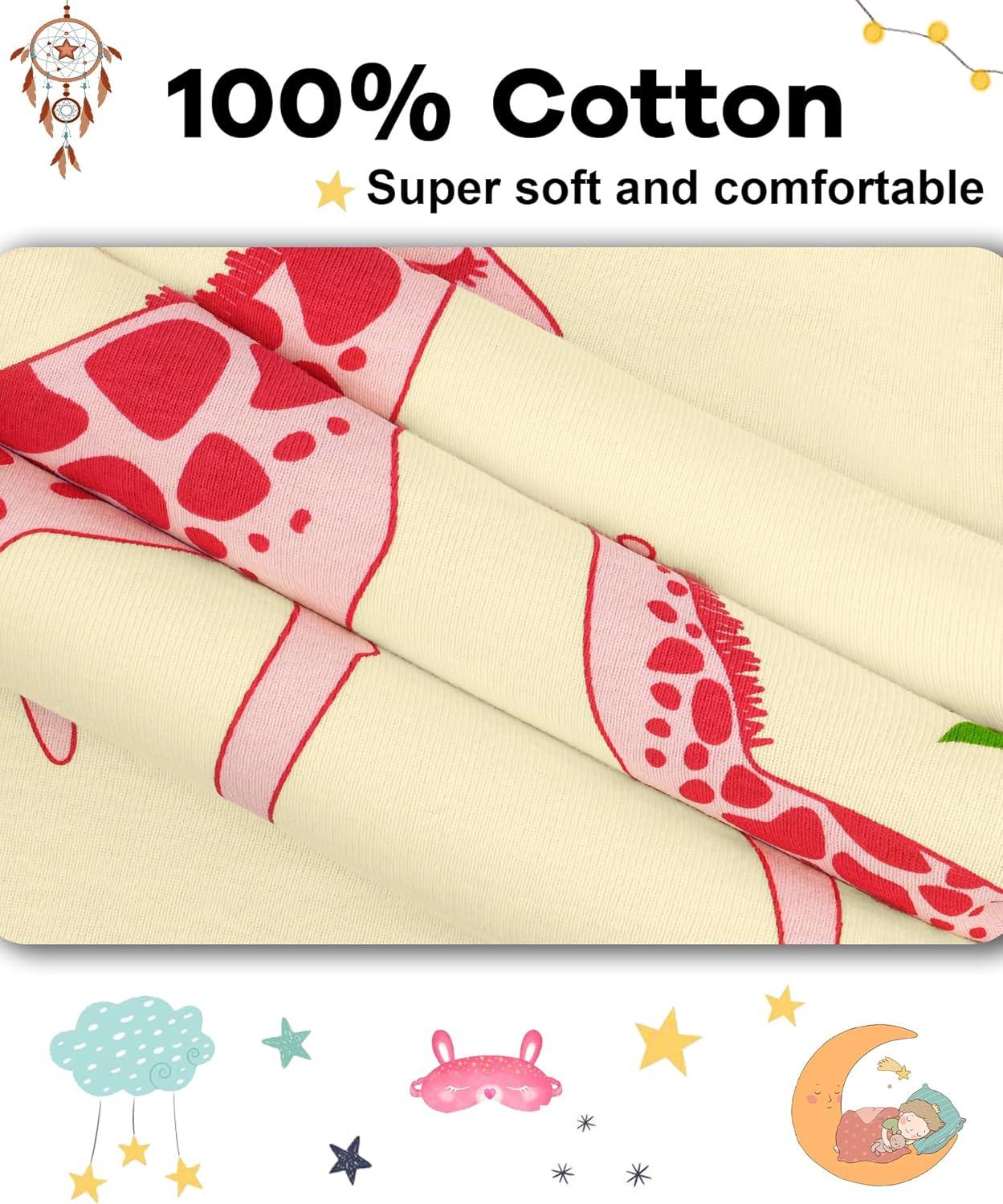 imageDAUGHTER QUEEN Girls Summer Pajamas Set 4 Pieces 100 Cotton Sleepwear Size 18 Months12 Years4pcsrosepinkYellowgiraffesga25