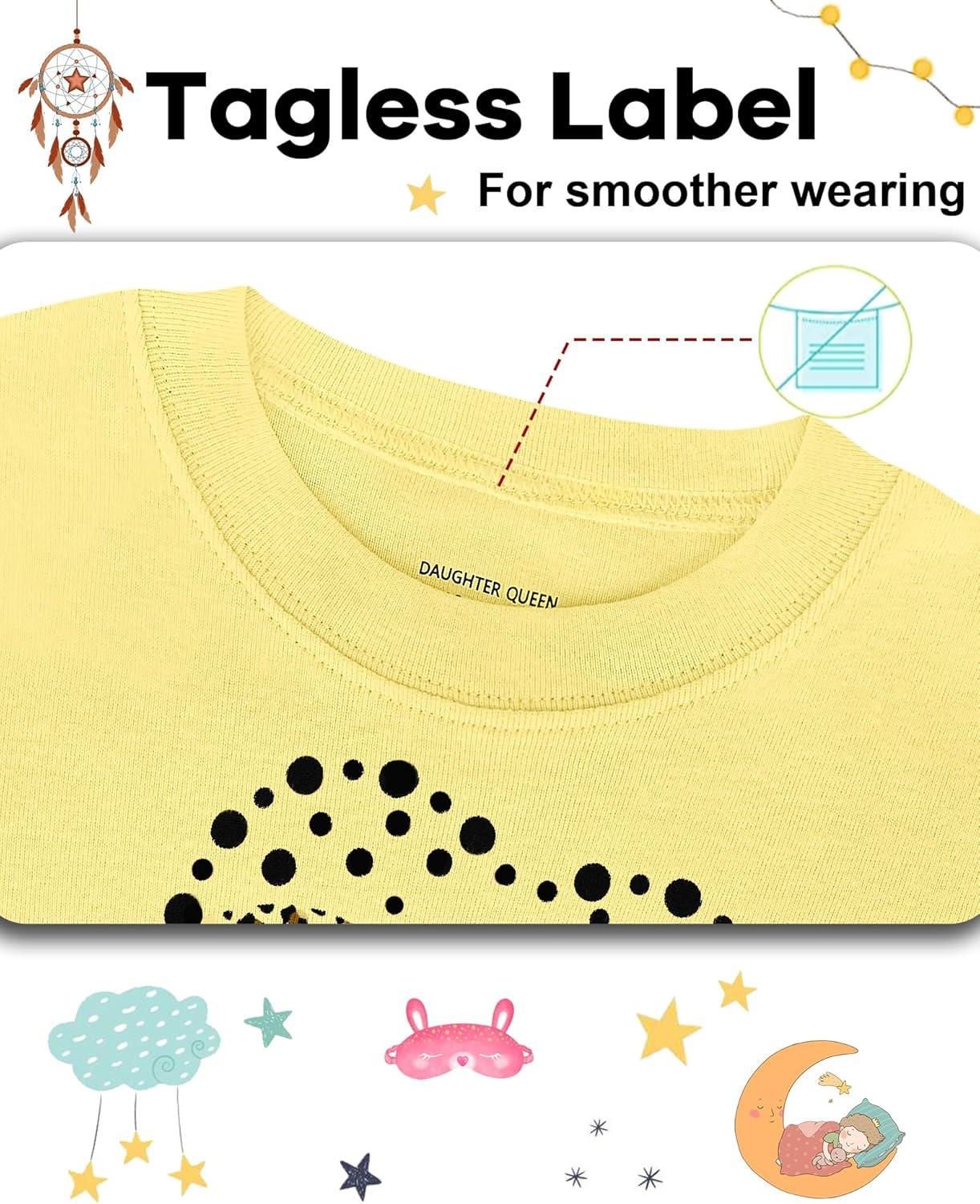 imageDAUGHTER QUEEN Girls Summer Pajamas Set 4 Pieces 100 Cotton Sleepwear Size 18 Months12 Years4pcsyellowPinkheartsga24