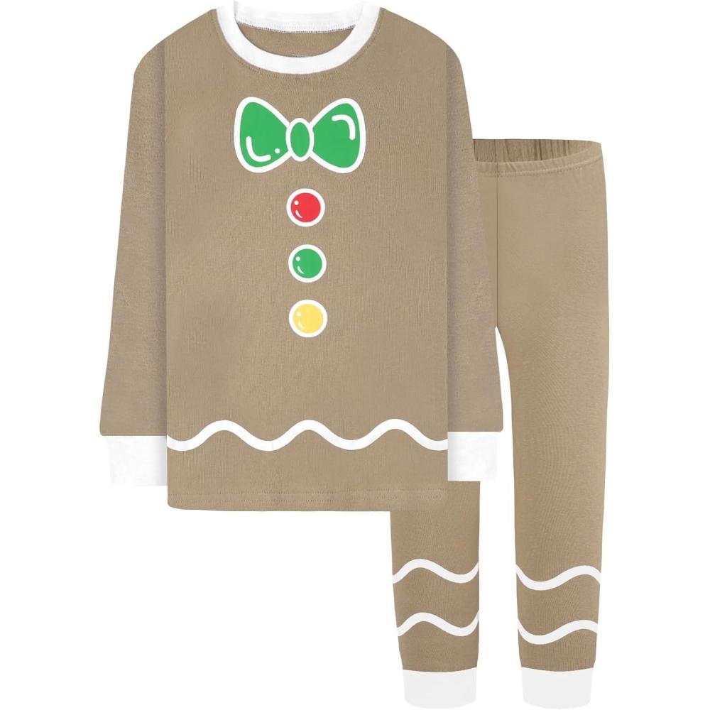 imageDAUGHTER QUEEN 18 Months12 Years Boys amp Girls Christmas Pajamas 100 Cotton Sleepwear2pcsbrowngingerbreadcba25