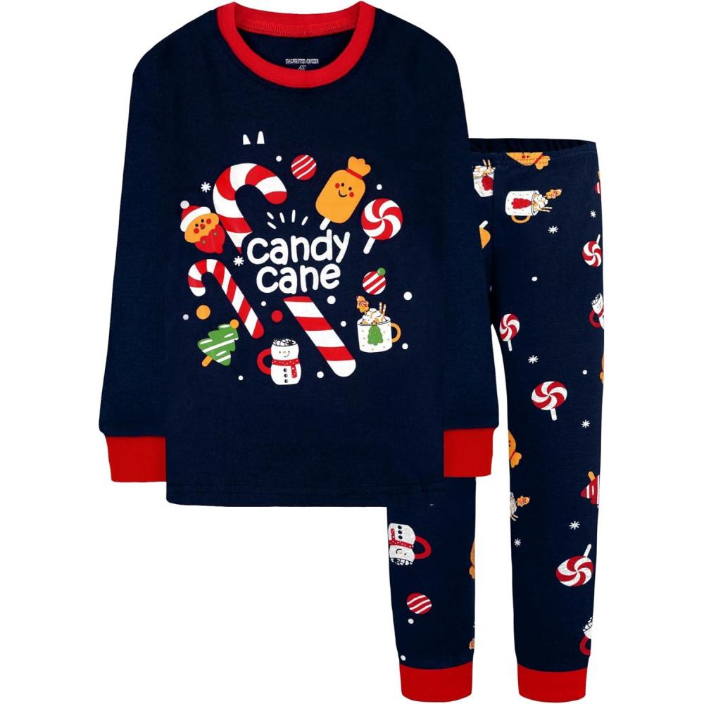 imageDAUGHTER QUEEN 18 Months12 Years Boys amp Girls Christmas Pajamas 100 Cotton Sleepwear2pcsnavycandy Canecbb25