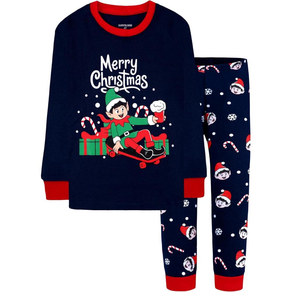 imageDAUGHTER QUEEN 18 Months12 Years Boys amp Girls Christmas Pajamas 100 Cotton Sleepwear2pcsnavyelfcba25