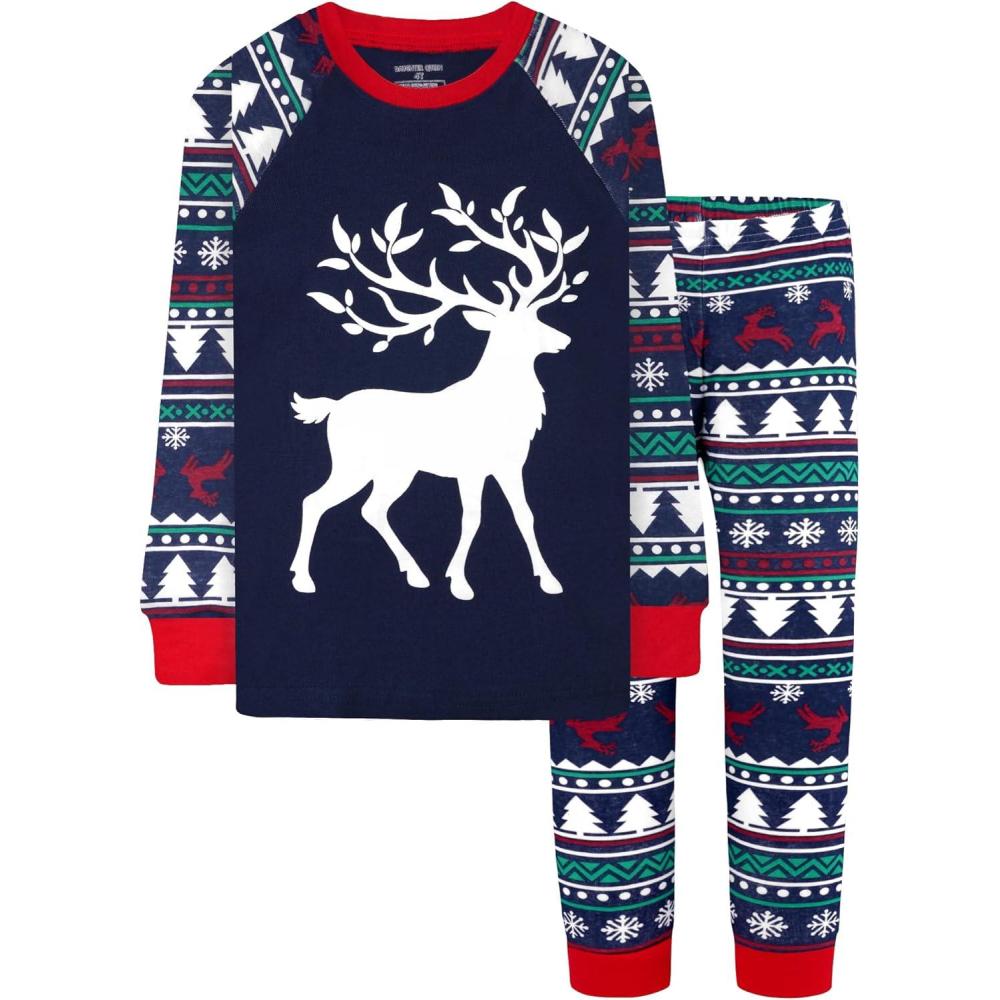 imageDAUGHTER QUEEN 18 Months12 Years Boys amp Girls Christmas Pajamas 100 Cotton Sleepwear2pcsnavyreindeercba25