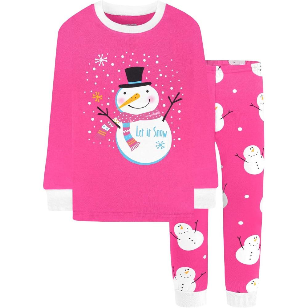 imageDAUGHTER QUEEN 18 Months12 Years Boys amp Girls Christmas Pajamas 100 Cotton Sleepwear2pcspinksnowmancga24