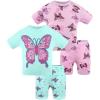 imageDAUGHTER QUEEN Girls Summer Pajamas Set 4 Pieces 100 Cotton Sleepwear Size 18 Months12 Years4pcsbluePurplebutterflysga25