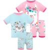 imageDAUGHTER QUEEN Girls Summer Pajamas Set 4 Pieces 100 Cotton Sleepwear Size 18 Months12 Years4pcspinkBluellamasga25
