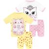 imageDAUGHTER QUEEN Girls Summer Pajamas Set 4 Pieces 100 Cotton Sleepwear Size 18 Months12 Years4pcspinkYellowcatsga24