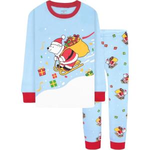 DAUGHTER QUEEN 18 Months-12 Years Boys & Girls Christmas Pajamas 100% Cotton Sleepwear(2pcs-blue-polar Bear-cba25)