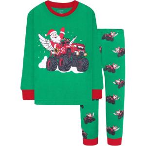 DAUGHTER QUEEN 18 Months-12 Years Boys & Girls Christmas Pajamas 100% Cotton Sleepwear(2pcs-green-monster Truck-cba25)