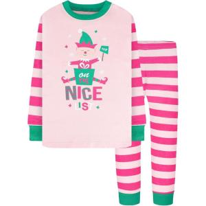 DAUGHTER QUEEN 18 Months-12 Years Boys & Girls Christmas Pajamas 100% Cotton Sleepwear(2pcs-pink-elf-cga23)