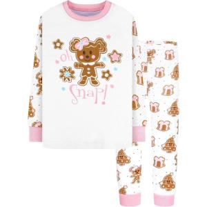 DAUGHTER QUEEN 18 Months-12 Years Boys & Girls Christmas Pajamas 100% Cotton Sleepwear(2pcs-pink-gingerbread-cga23)